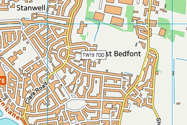 TW19 7DD map - OS VectorMap District (Ordnance Survey)