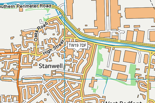 TW19 7DF map - OS VectorMap District (Ordnance Survey)