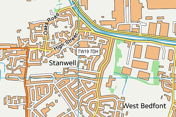 TW19 7DH map - OS VectorMap District (Ordnance Survey)
