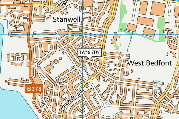 TW19 7DY map - OS VectorMap District (Ordnance Survey)