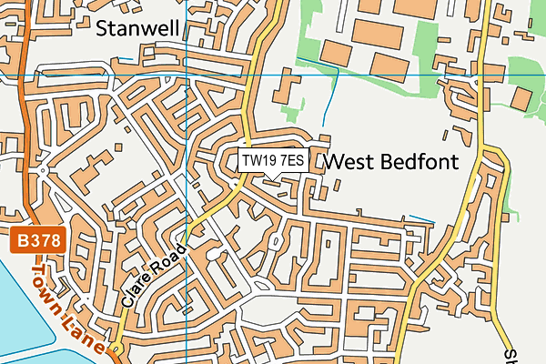 TW19 7ES map - OS VectorMap District (Ordnance Survey)