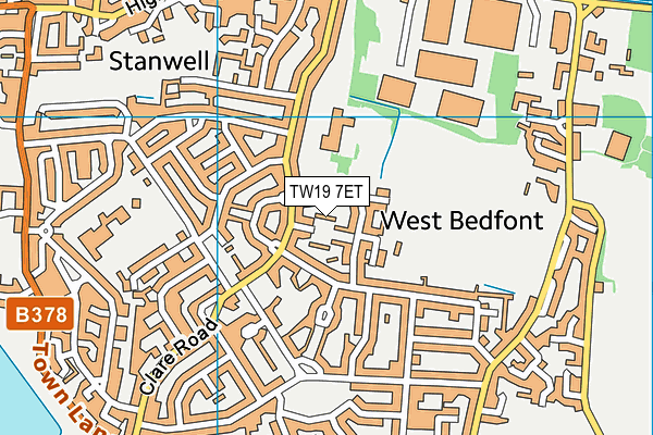 Long Lane Recreation Ground map (TW19 7ET) - OS VectorMap District (Ordnance Survey)