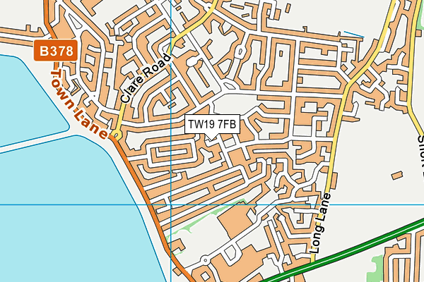 TW19 7FB map - OS VectorMap District (Ordnance Survey)