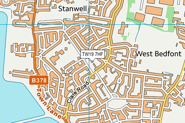 TW19 7HF map - OS VectorMap District (Ordnance Survey)