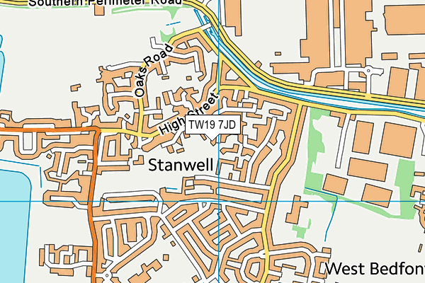 TW19 7JD map - OS VectorMap District (Ordnance Survey)