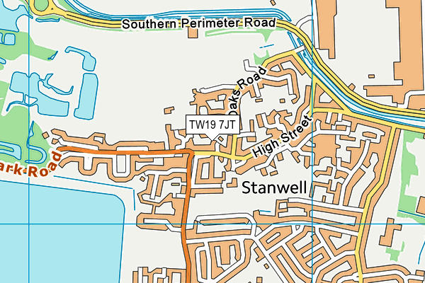 TW19 7JT map - OS VectorMap District (Ordnance Survey)