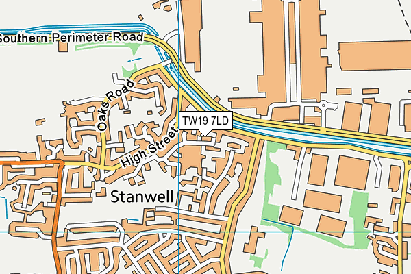 TW19 7LD map - OS VectorMap District (Ordnance Survey)