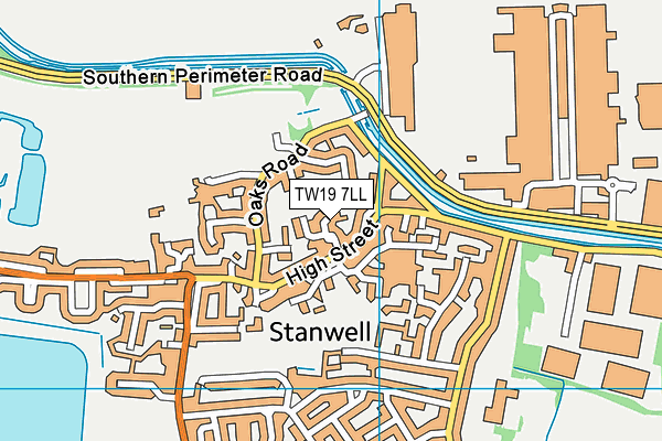 TW19 7LL map - OS VectorMap District (Ordnance Survey)