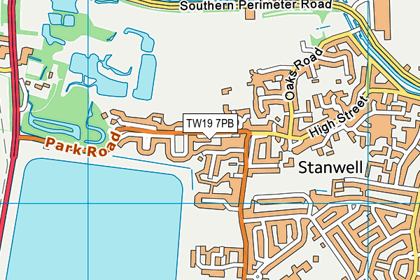 TW19 7PB map - OS VectorMap District (Ordnance Survey)