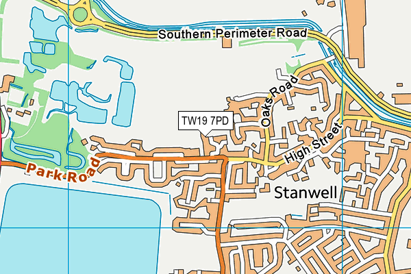 TW19 7PD map - OS VectorMap District (Ordnance Survey)