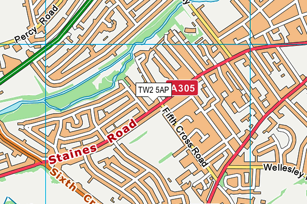 TW2 5AP map - OS VectorMap District (Ordnance Survey)