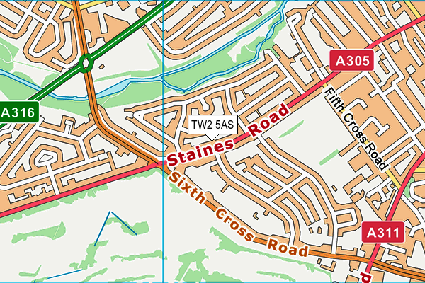 TW2 5AS map - OS VectorMap District (Ordnance Survey)