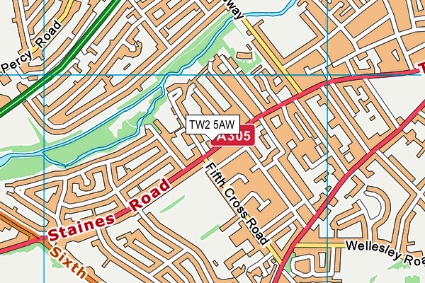 TW2 5AW map - OS VectorMap District (Ordnance Survey)