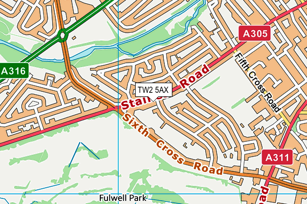 TW2 5AX map - OS VectorMap District (Ordnance Survey)