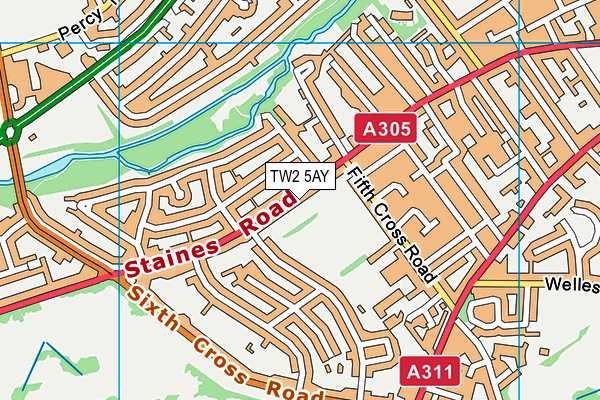 TW2 5AY map - OS VectorMap District (Ordnance Survey)