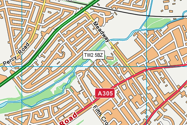 TW2 5BZ map - OS VectorMap District (Ordnance Survey)