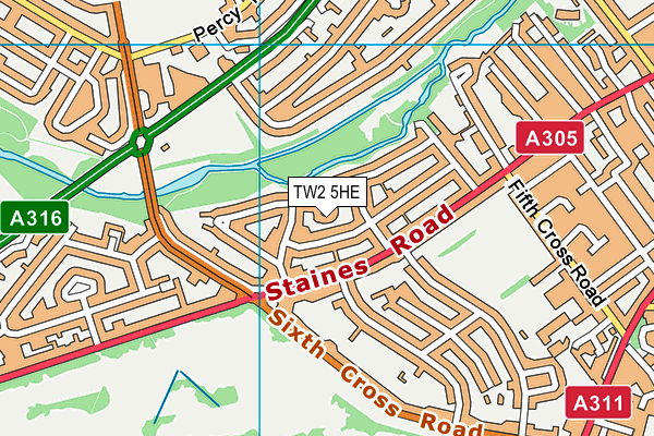 TW2 5HE map - OS VectorMap District (Ordnance Survey)