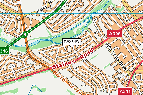 TW2 5HW map - OS VectorMap District (Ordnance Survey)