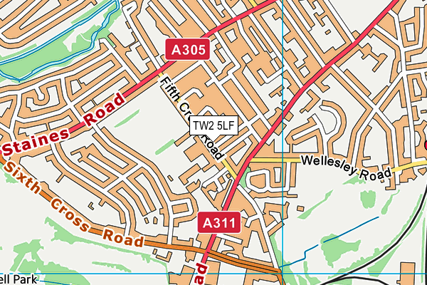 TW2 5LF map - OS VectorMap District (Ordnance Survey)