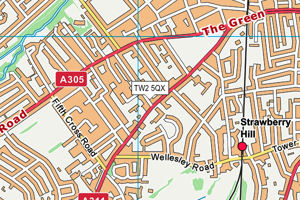 TW2 5QX map - OS VectorMap District (Ordnance Survey)