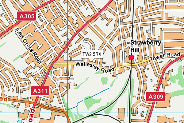 TW2 5RX map - OS VectorMap District (Ordnance Survey)