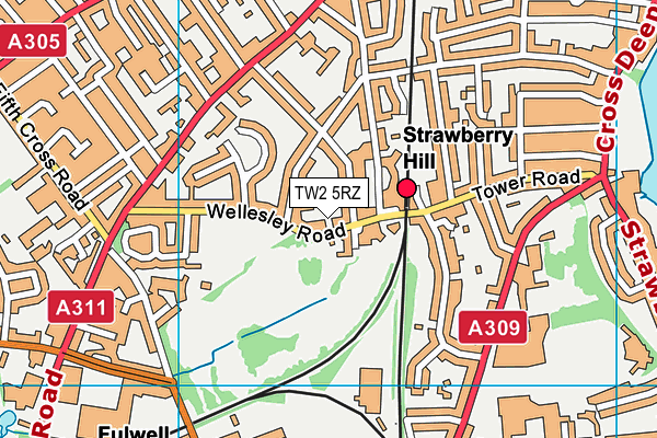 TW2 5RZ map - OS VectorMap District (Ordnance Survey)