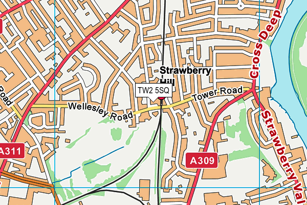 TW2 5SQ map - OS VectorMap District (Ordnance Survey)