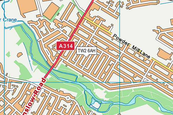 TW2 6AH map - OS VectorMap District (Ordnance Survey)