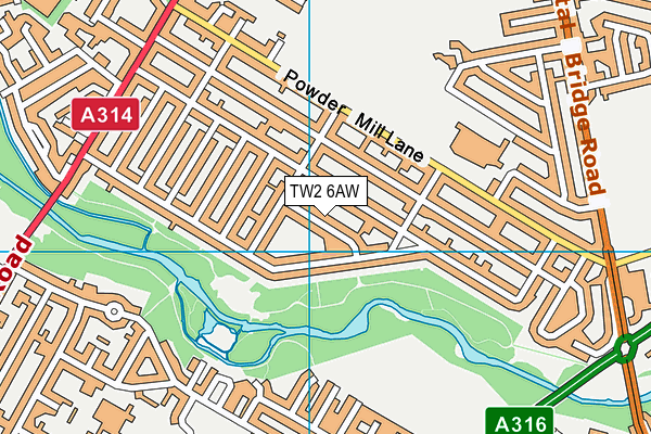 TW2 6AW map - OS VectorMap District (Ordnance Survey)