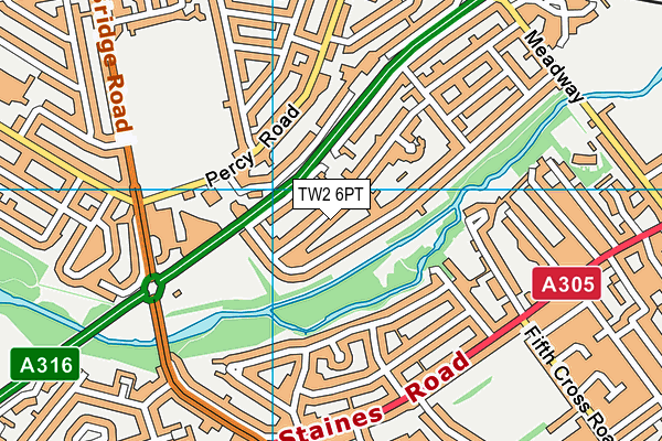 TW2 6PT map - OS VectorMap District (Ordnance Survey)