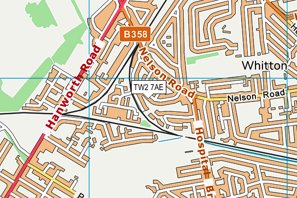 TW2 7AE map - OS VectorMap District (Ordnance Survey)