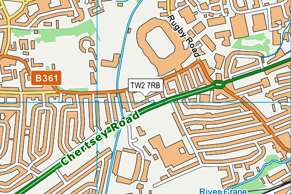 TW2 7RB map - OS VectorMap District (Ordnance Survey)
