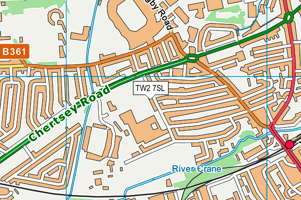 Clarendon School map (TW2 7SL) - OS VectorMap District (Ordnance Survey)