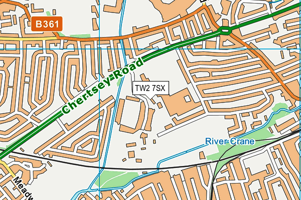 Nuffield Health (Twickenham) map (TW2 7SX) - OS VectorMap District (Ordnance Survey)