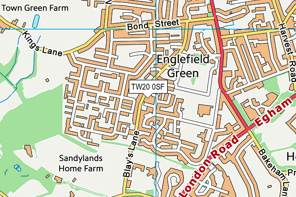 TW20 0SF map - OS VectorMap District (Ordnance Survey)