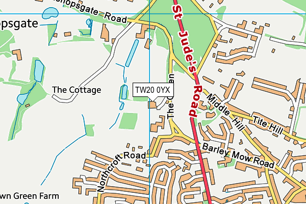 Englefield Green Cricket Club (The Green) map (TW20 0YX) - OS VectorMap District (Ordnance Survey)