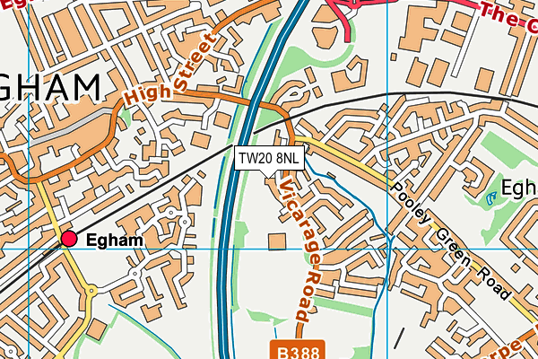 Egham Leisure Centre (Closed) map (TW20 8NL) - OS VectorMap District (Ordnance Survey)