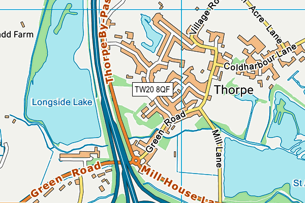 TW20 8QF map - OS VectorMap District (Ordnance Survey)