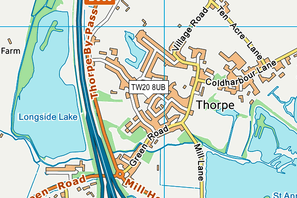 TW20 8UB map - OS VectorMap District (Ordnance Survey)