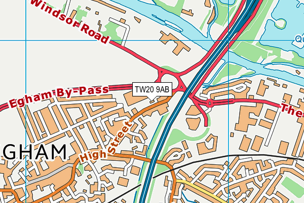 TW20 9AB map - OS VectorMap District (Ordnance Survey)