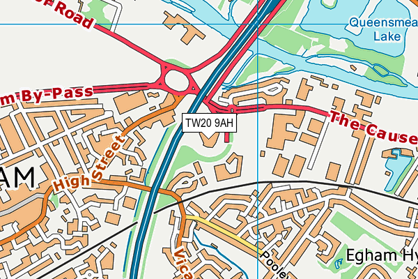 TW20 9AH map - OS VectorMap District (Ordnance Survey)