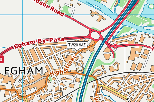 TW20 9AZ map - OS VectorMap District (Ordnance Survey)