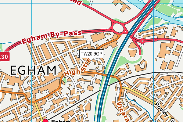 TW20 9GP map - OS VectorMap District (Ordnance Survey)
