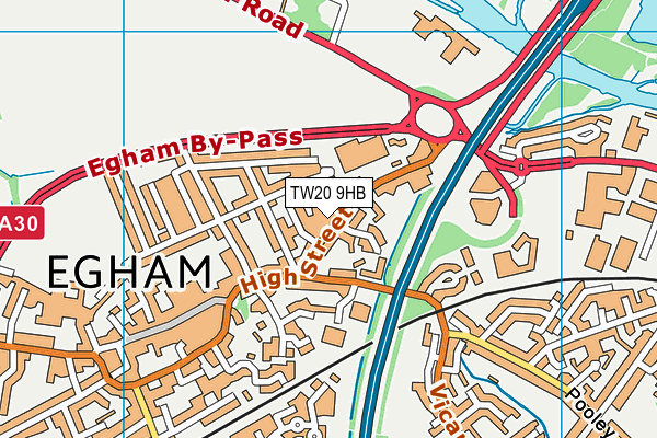 TW20 9HB map - OS VectorMap District (Ordnance Survey)