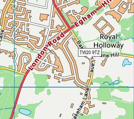 TW20 9TZ map - OS VectorMap District (Ordnance Survey)