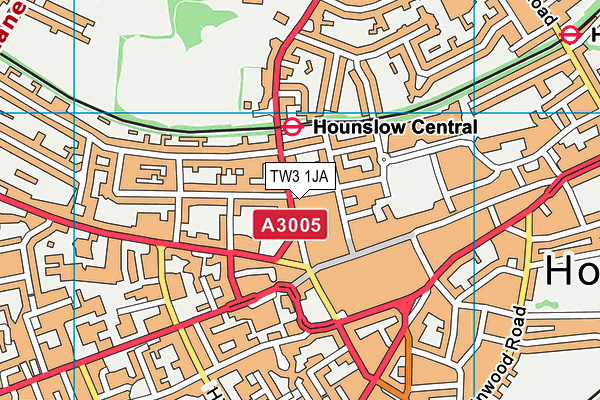 Golds Gym (Hounslow) map (TW3 1JA) - OS VectorMap District (Ordnance Survey)