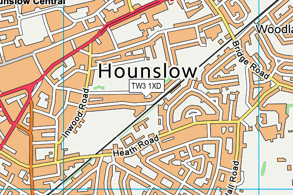 TW3 1XD map - OS VectorMap District (Ordnance Survey)