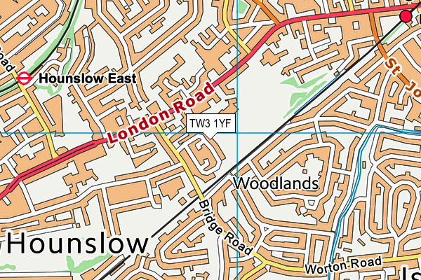 TW3 1YF map - OS VectorMap District (Ordnance Survey)