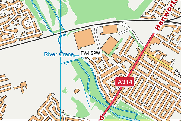TW4 5PW map - OS VectorMap District (Ordnance Survey)