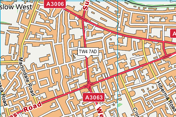 TW4 7AD map - OS VectorMap District (Ordnance Survey)
